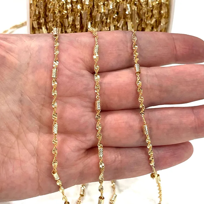 24Kt Shiny Gold Plated Soldered Chain 3mm Gold Chain Peppy Beads Necklaces