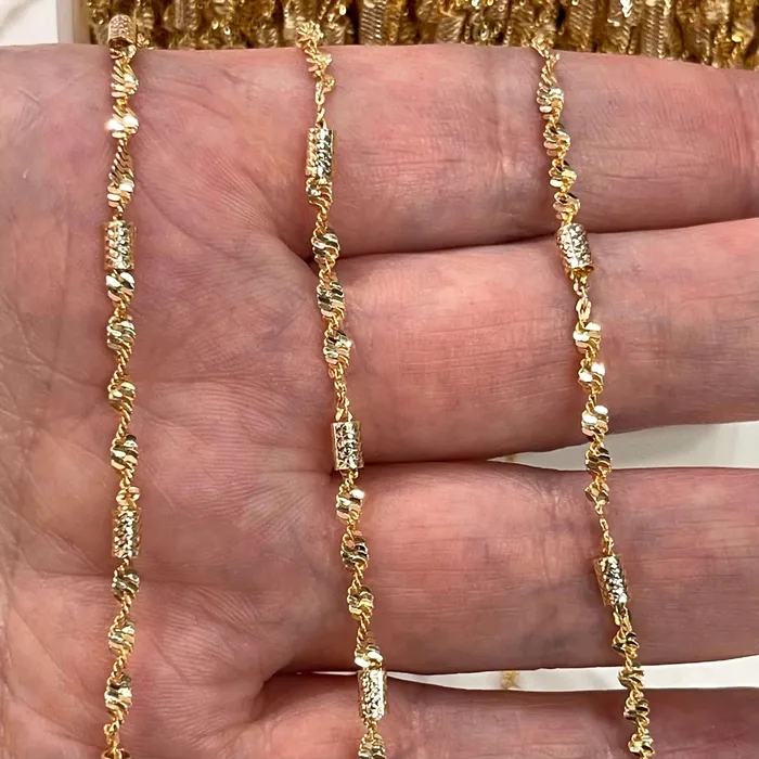 24Kt Shiny Gold Plated Soldered Chain 3mm Gold Chain Peppy Beads Necklaces 24Kt Shiny Gold Plated Soldered Chain 3mm Gold Chain Peppy Beads Necklaces