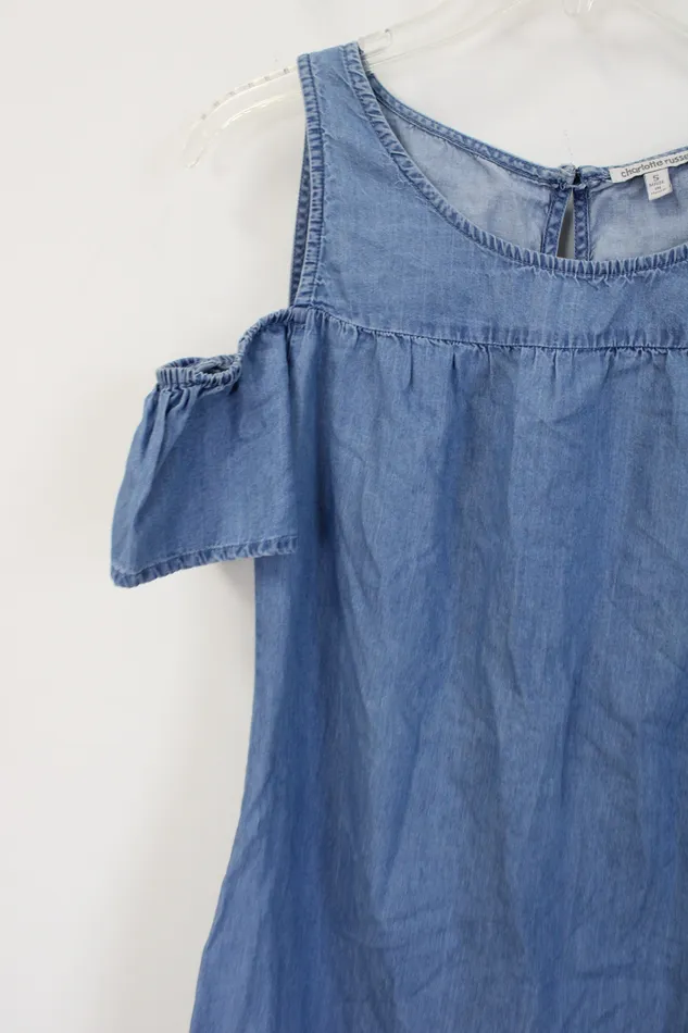 Charlotte Russe Chambray Cold Shoulder Dress S Charlotte Russe Earrings