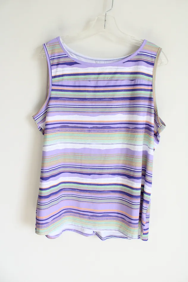 Columbia Sportswear Purple Striped Stretch Tank XL Columbia Earrings