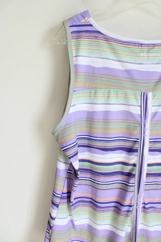 Columbia Sportswear Purple Striped Stretch Tank XL Columbia Earrings