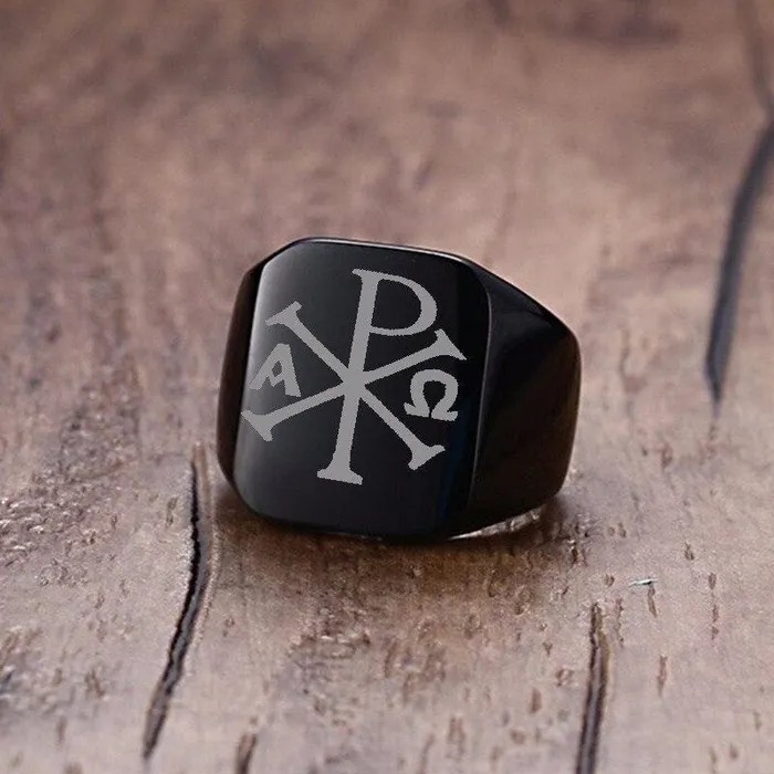 Lords Guidance Christian Ring br Chi Rho Signet Ring Rings