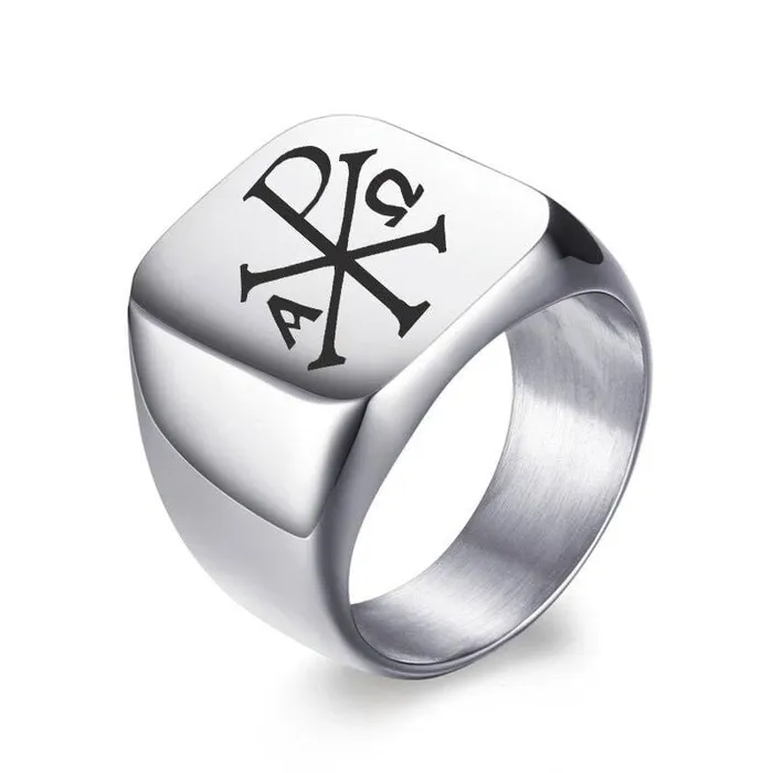 Lords Guidance Christian Ring br Chi Rho Signet Ring Rings
