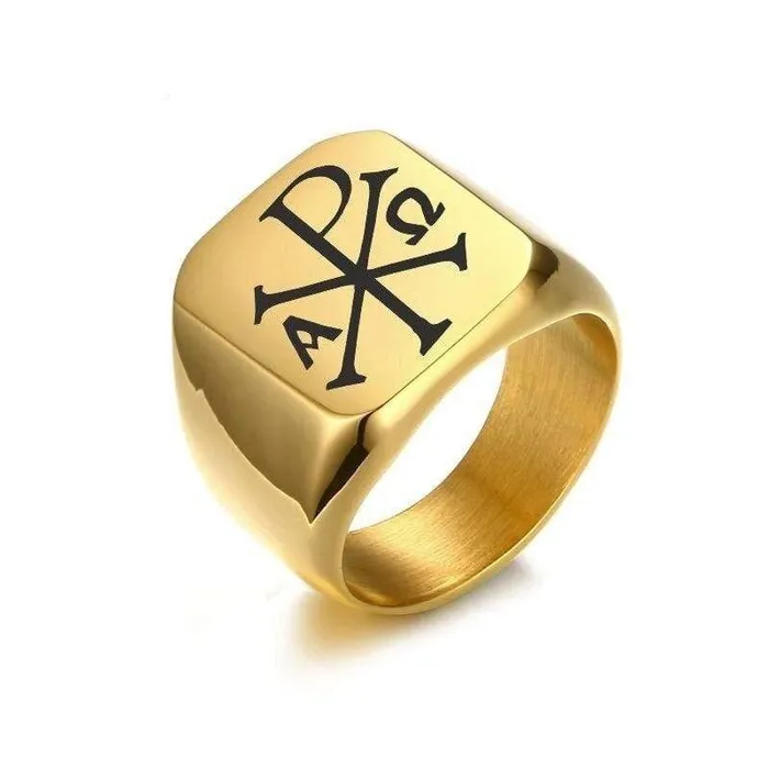 Lords Guidance Christian Ring br Chi Rho Signet Ring Rings