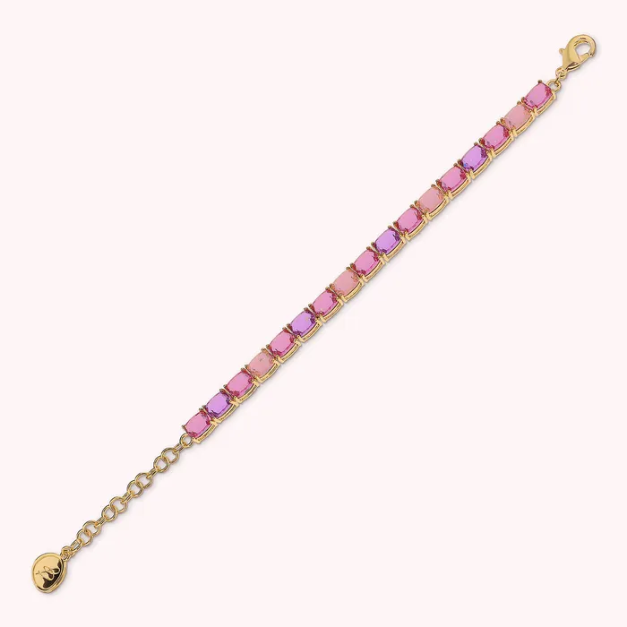 Necklaces Bracciale Tennis Golden con Prisma Gem Verdi e Blu Taglio Mosaico Bronzallure