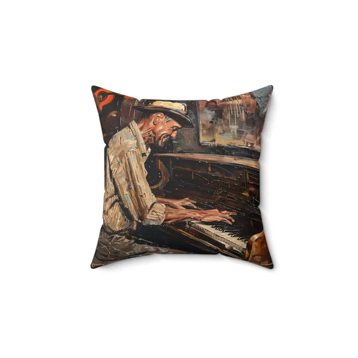 Portraits by NC Earrings Spun Polyester Square Pillow Honky Tonk Piano Player