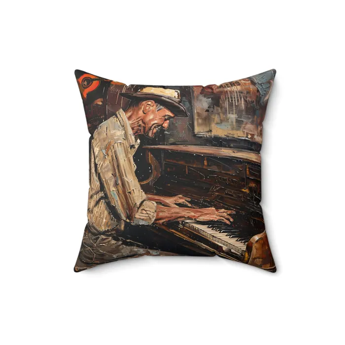 Portraits by NC Earrings Spun Polyester Square Pillow Honky Tonk Piano Player