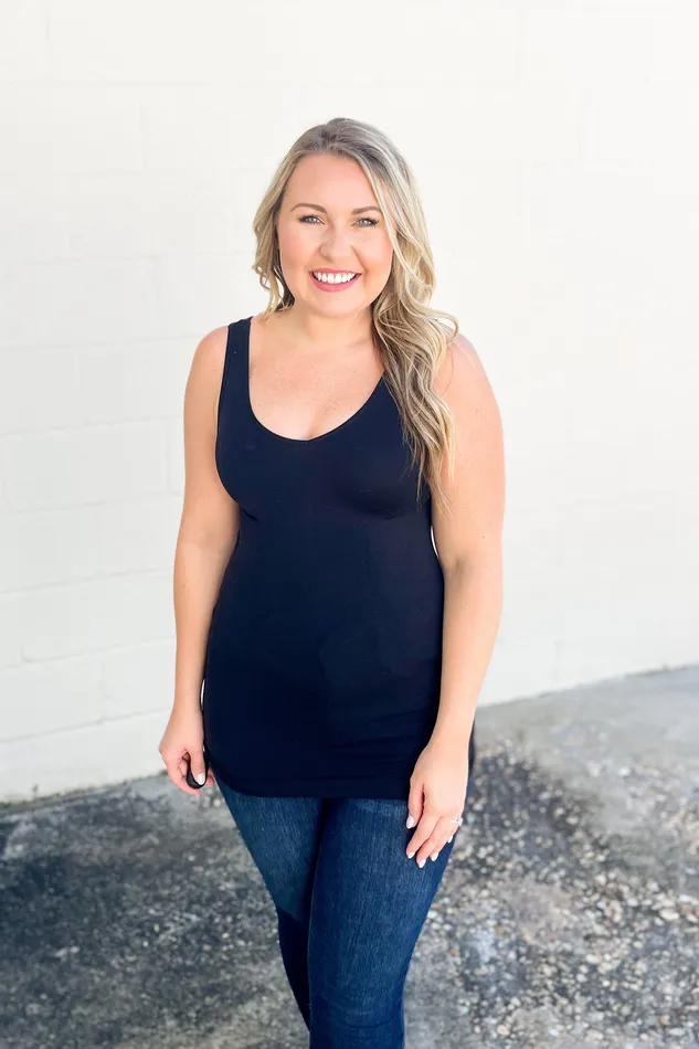 The Perfect Basic Seamless Reversible Tank Top Black Judson Rings