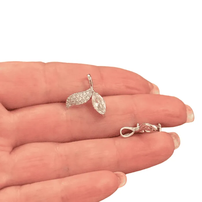 The Sparkling Mermaid Tail Pendant Waterproof Stainless Steel CZ Pendant Peppy Beads Necklaces