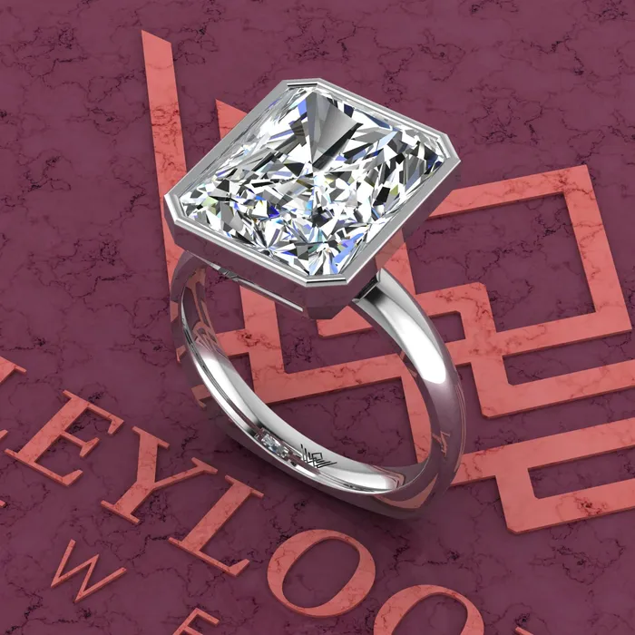 85 Carat Medium Radiant Cut Bezel Euro Shank Solitaire D Color Moissanite Ring Leyloon Jewelry Rings
