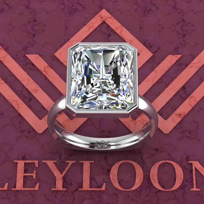 85 Carat Medium Radiant Cut Bezel Euro Shank Solitaire D Color Moissanite Ring Leyloon Jewelry Rings