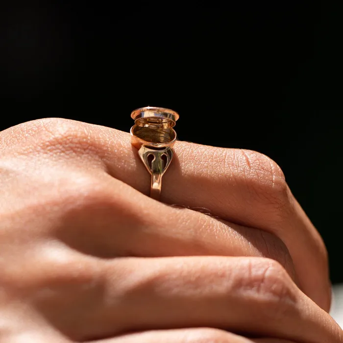 Early 20th Century Sapphire Pearl and 8k Gold Poison Ring Antique Rings