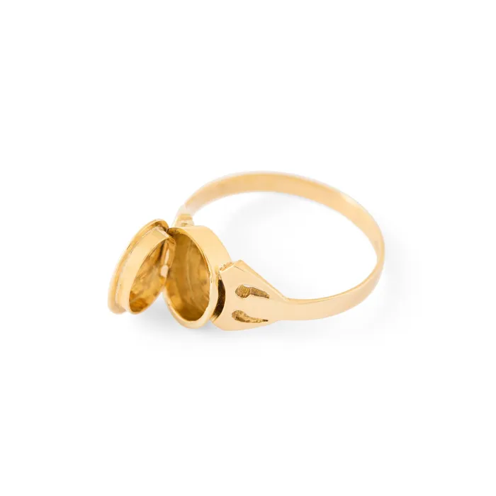 Early 20th Century Sapphire Pearl and 8k Gold Poison Ring Antique Rings