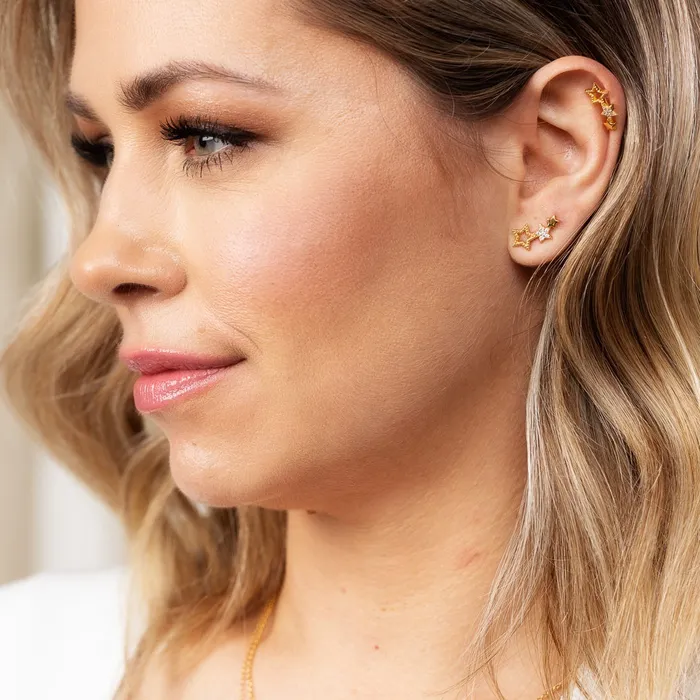 Earrings Scream Pretty Hannah Martin Star Ear Climber Stud Earrings