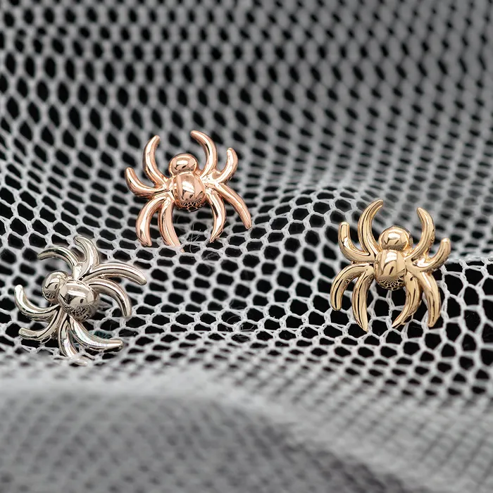 Earrings threadless Spider Pin in Gold LeRoi