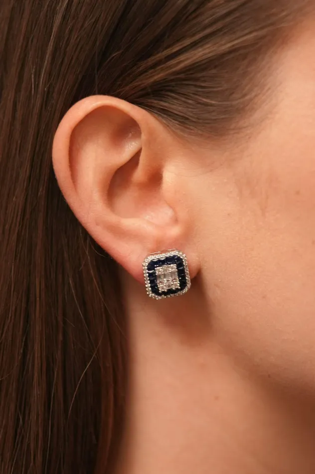 Gloria Fused Diamond Coloured Stone studs Attrangi Rings