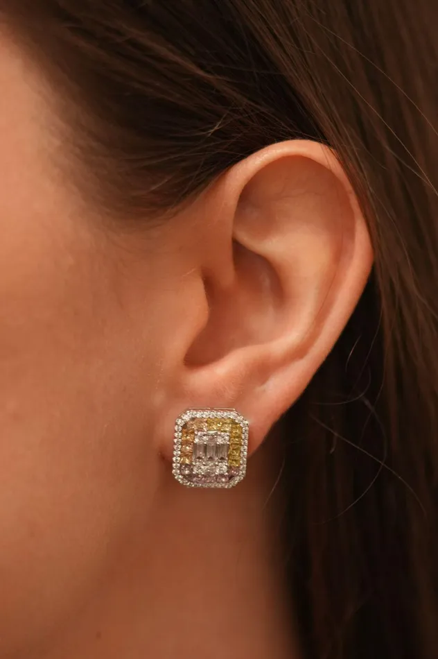 Gloria Fused Diamond Coloured Stone studs Attrangi Rings Gloria Fused Diamond Coloured Stone studs Attrangi Rings