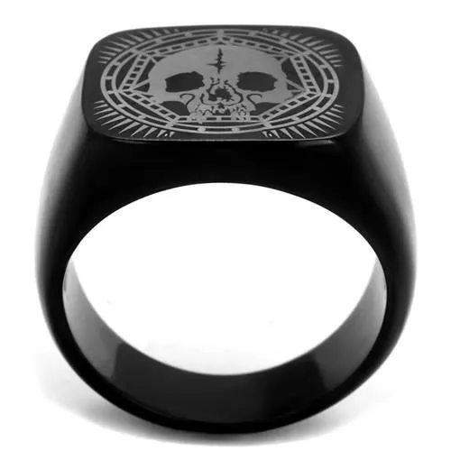 Green Rings CJ2306 Wholesale Mens Stainless Steel IP Black Skull Ring Green Rings CJ2306 Wholesale Mens Stainless Steel IP Black Skull Ring