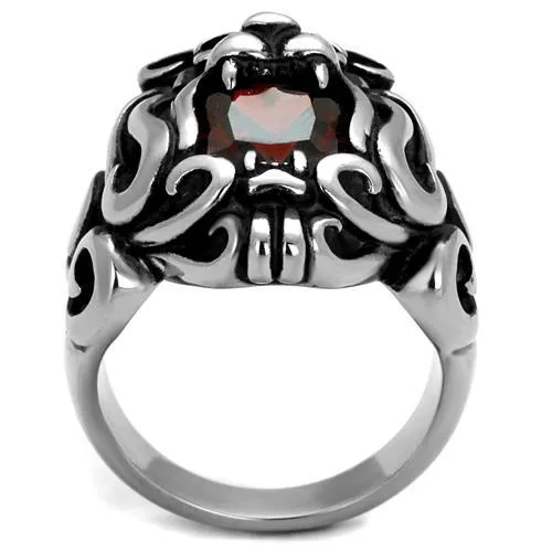 Green Rings CJ2339 Wholesale Mens Stainless Steel High polished AAA Grade CZ Garnet Lion Ring Green Rings CJ2339 Wholesale Mens Stainless Steel High polished AAA Grade CZ Garnet Lion Ring