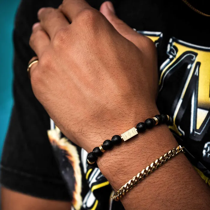 MoreThan90 Bracelets MATTE BLACK BRACELET GOLD