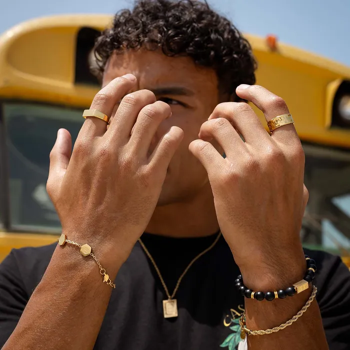 MoreThan90 Bracelets MATTE BLACK BRACELET GOLD