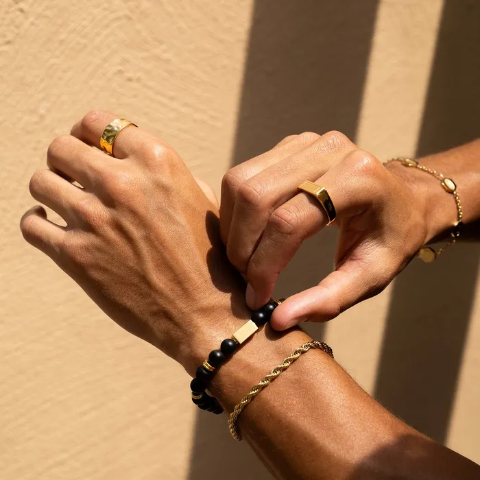MoreThan90 Bracelets MATTE BLACK BRACELET GOLD