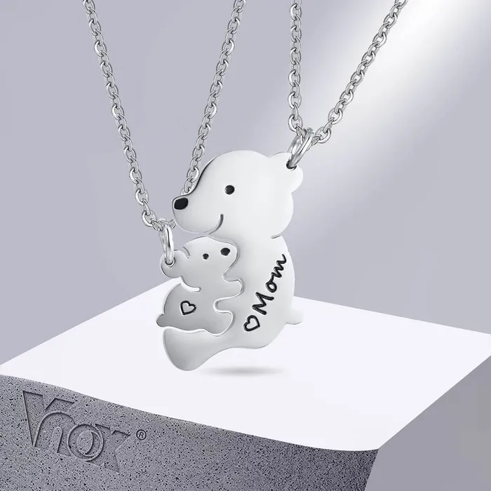 Necklaces Cute Bear Mother and Daughter Necklace Set worldnetgifts