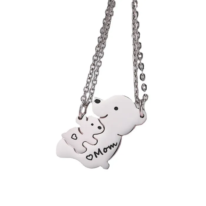 Necklaces Cute Bear Mother and Daughter Necklace Set worldnetgifts