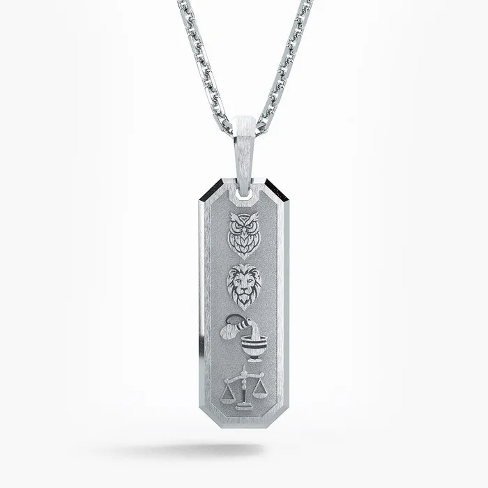 Proclamation Jewelry Necklaces Stoic 4 Virtues Silver Tag Pendant