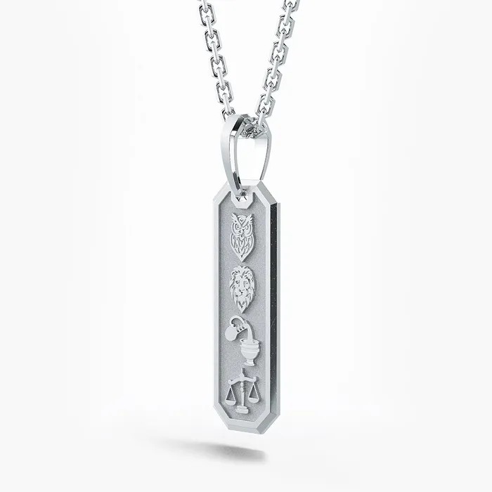 Proclamation Jewelry Necklaces Stoic 4 Virtues Silver Tag Pendant