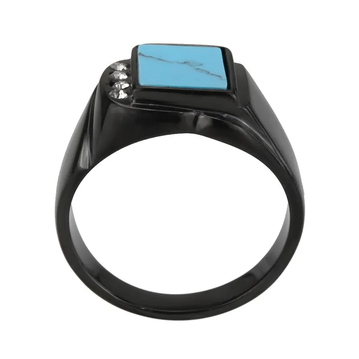 Rings CJ3755 Wholesale Mens Stainless Steel IP Black Sea Blue Turquoise Ring Green Rings CJ3755 Wholesale Mens Stainless Steel IP Black Sea Blue Turquoise Ring Green