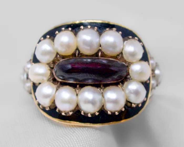 Rings Isadoras A Georgian Enamel Pearl Mourning Ring
