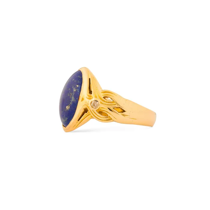 Rings Victorian Lapis Diamond and 14k Gold Ring Antique