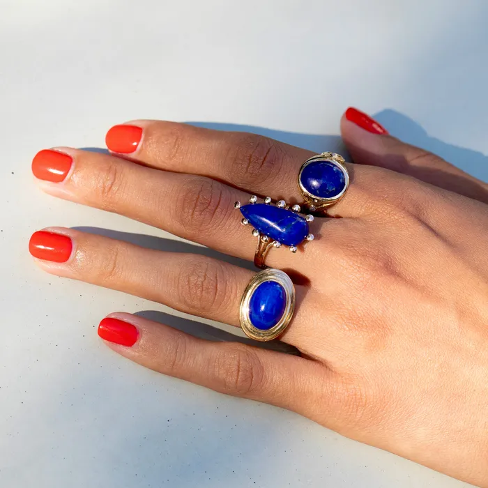 Rings Victorian Lapis Diamond and 14k Gold Ring Antique