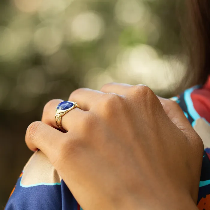 Rings Victorian Lapis Diamond and 14k Gold Ring Antique