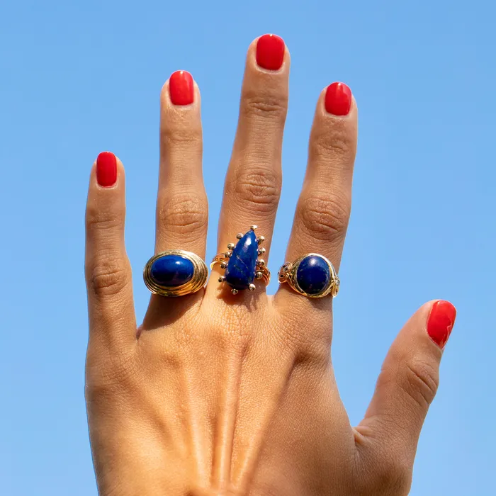 Rings Victorian Lapis Diamond and 14k Gold Ring Antique