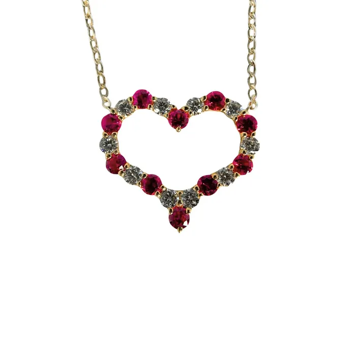 Ruby Diamond Heart Necklace Stanmark Necklaces