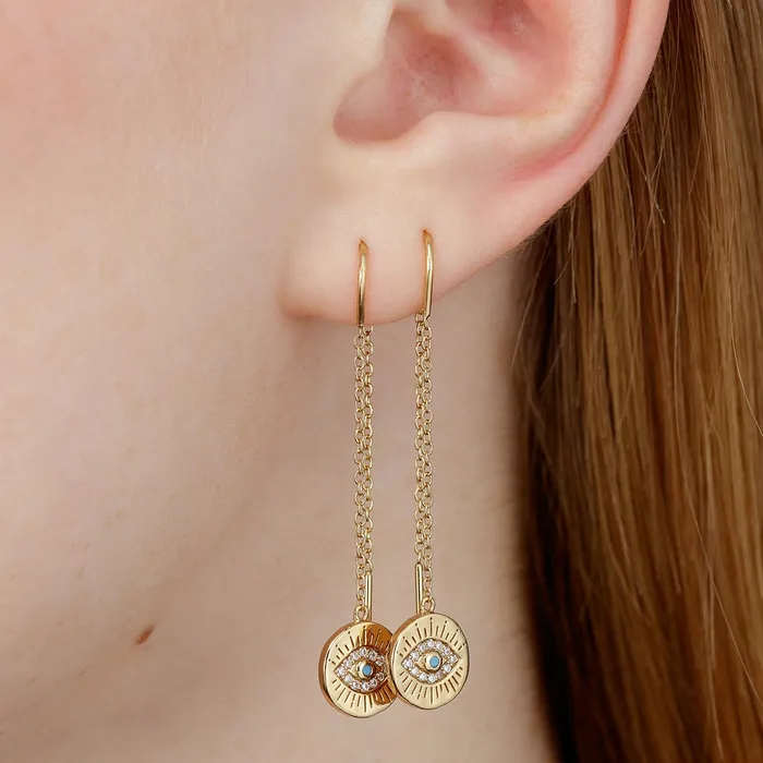 Scream Pretty Earrings Evil Eye Threader Earrings