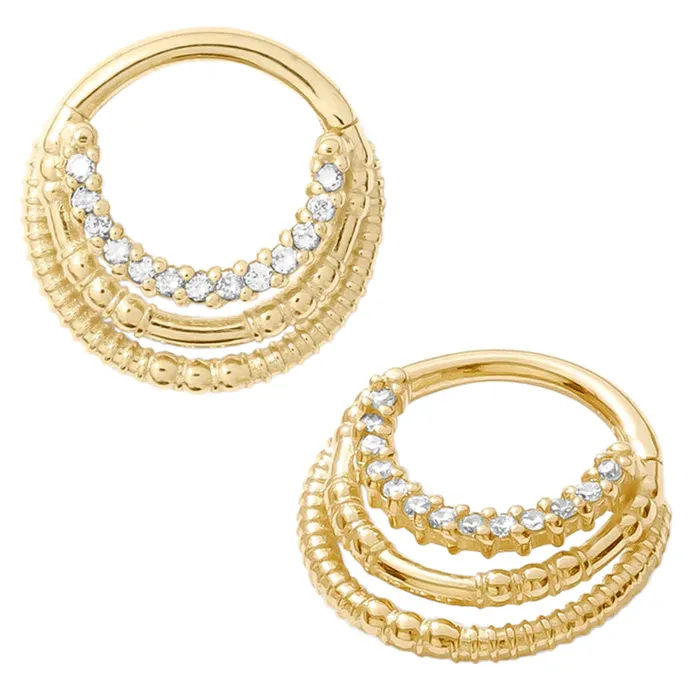 Tawapa Harmony Hinge Ring Clicker in Gold with Gemstones Rings