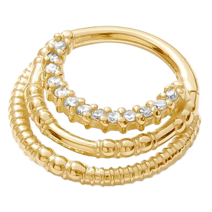 Tawapa Harmony Hinge Ring Clicker in Gold with Gemstones Rings
