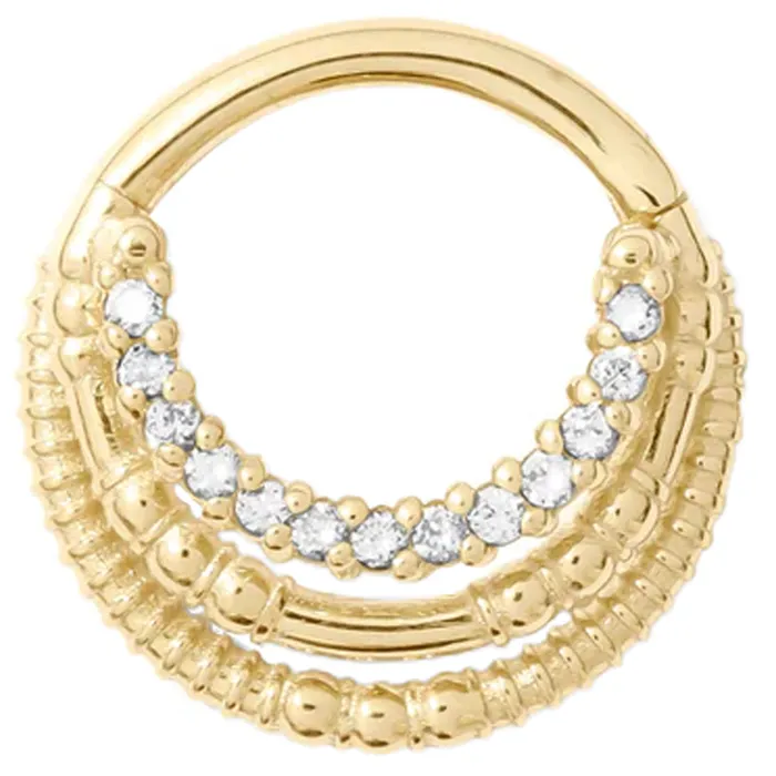 Tawapa Harmony Hinge Ring Clicker in Gold with Gemstones Rings