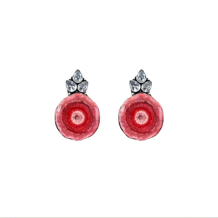 Teejh Harika Red Silver Oxidised Earring Teejh Earrings