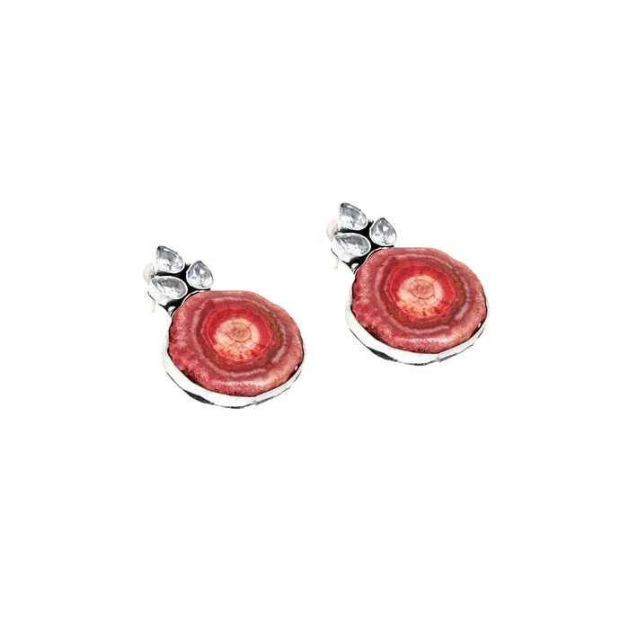 Teejh Harika Red Silver Oxidised Earring Teejh Earrings