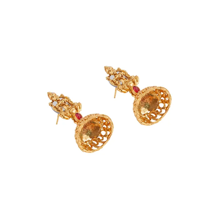 Teejh Kavitha Gold Red And Green Layered Necklace Set Teejh Necklaces