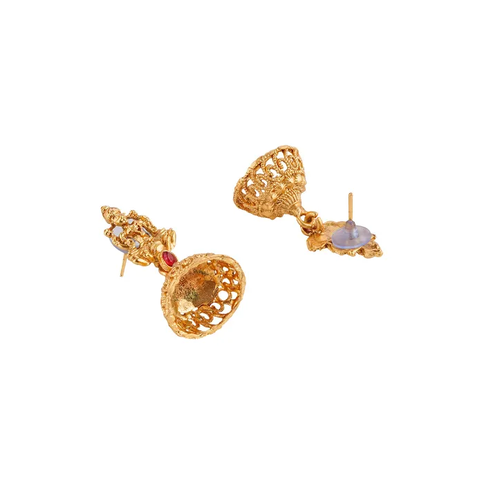 Teejh Kavitha Gold Red And Green Layered Necklace Set Teejh Necklaces