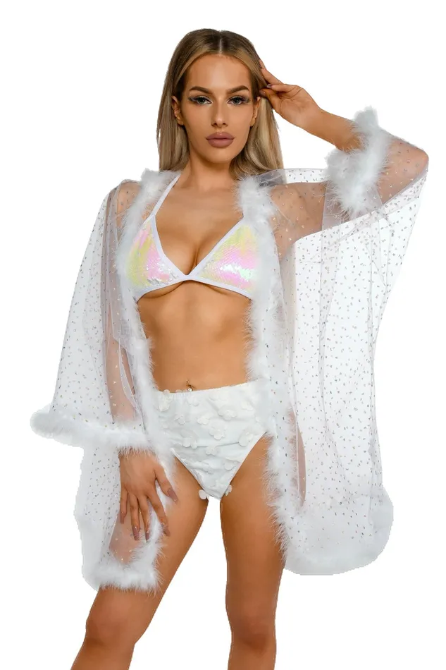 THE LUMI SHOP Fuzzy Kimono Polka Dot Sparkle Earrings