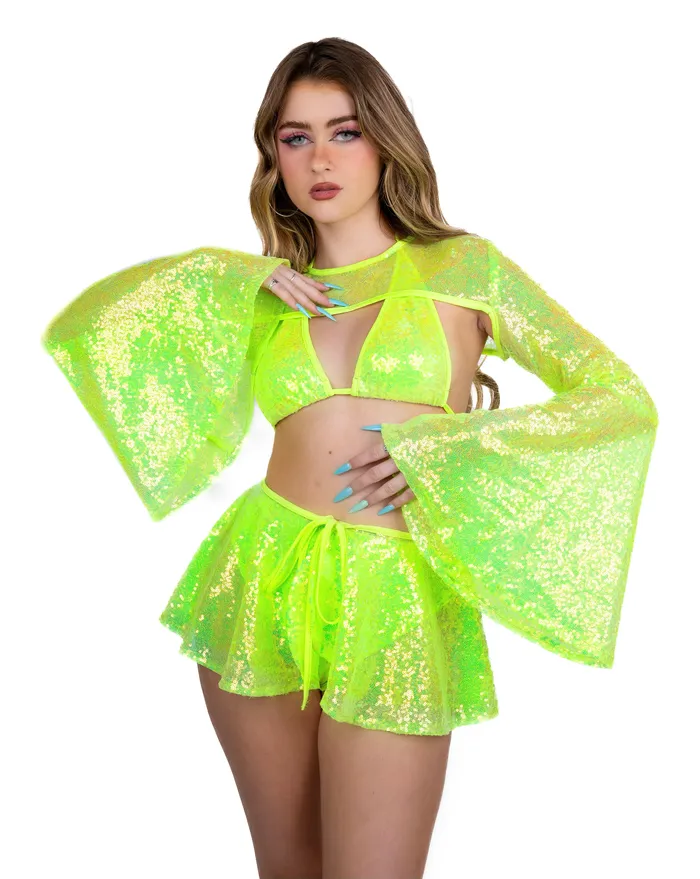 THE LUMI SHOP Lime Goddess Sequin Skirt Earrings
