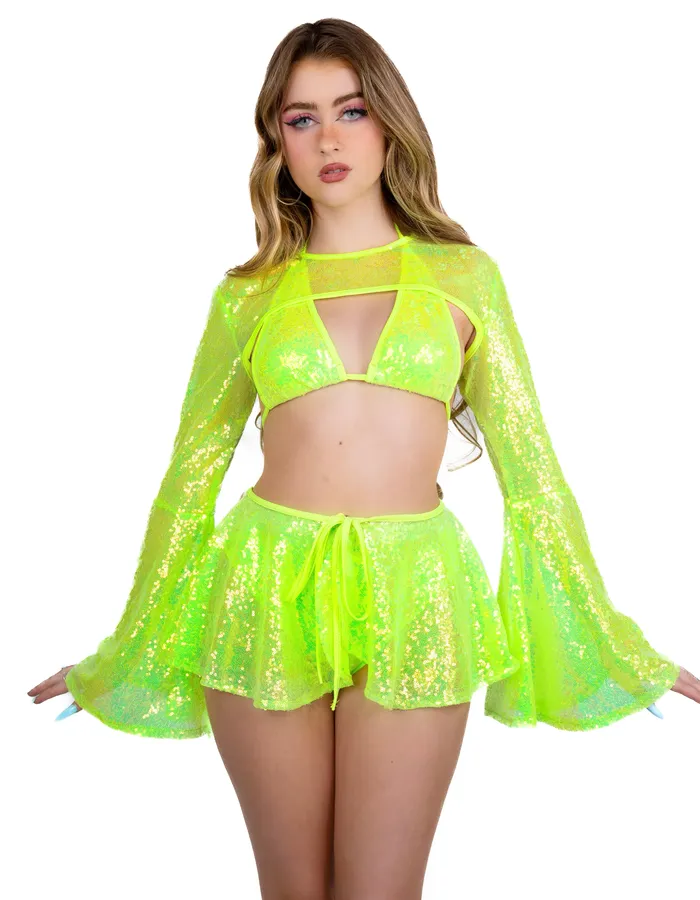 THE LUMI SHOP Lime Goddess Sequin Skirt Earrings