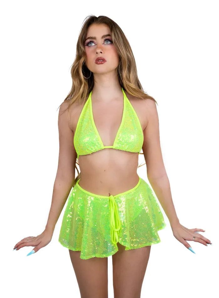 THE LUMI SHOP Lime Goddess Sequin Skirt Earrings