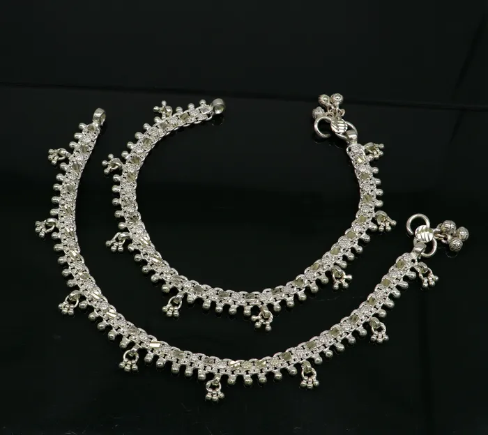 10 sterling silver solid customized design ankle bracelet foot bracelet anklet vintage antique design tribal belly dance jewelry ank324 TRIBAL ORNAMENTS Bracelets